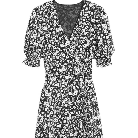 Banana Republic Floral Black and white Wrap Dress - Picture 1 of 4